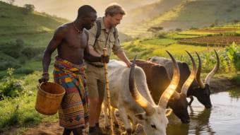 Fattoria di bovini Ankole ed esperienza di mungitura